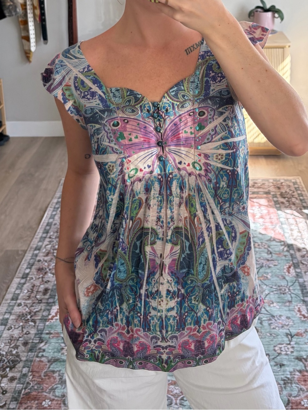 APT. 9 Y2K Butterfly Paisley Fairycore Top Size Medium